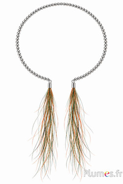 Hanger van pauwendraad - 15-28 cm - oranje-natuurlijk groen